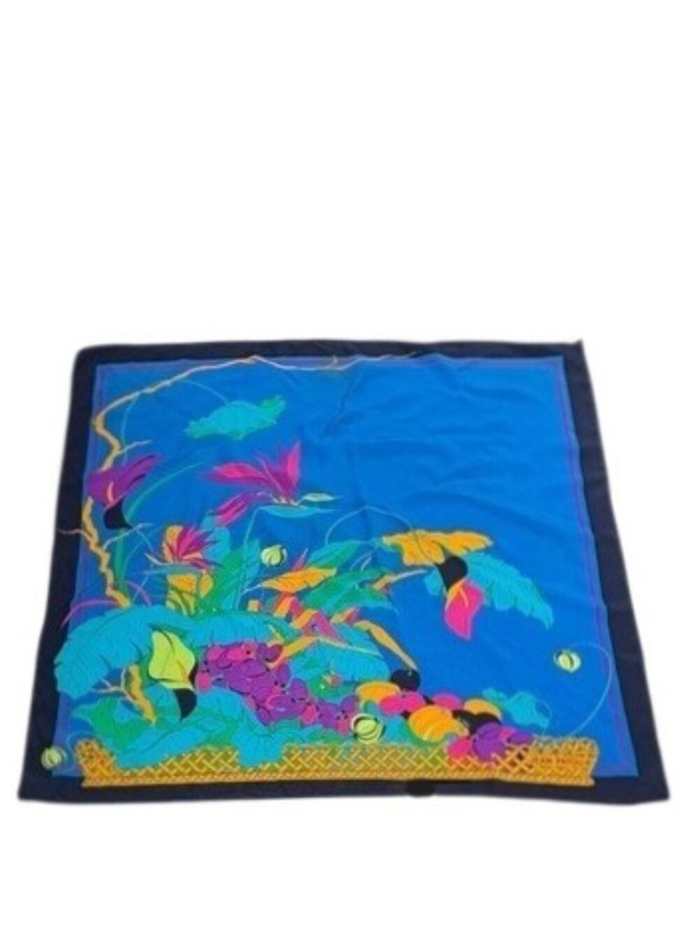 Vintage Jean Patou Tropical Print Silk Scarf